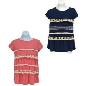 Red Camel Girls Lot‎ of 2 Blue and Coral Shirt Size XL